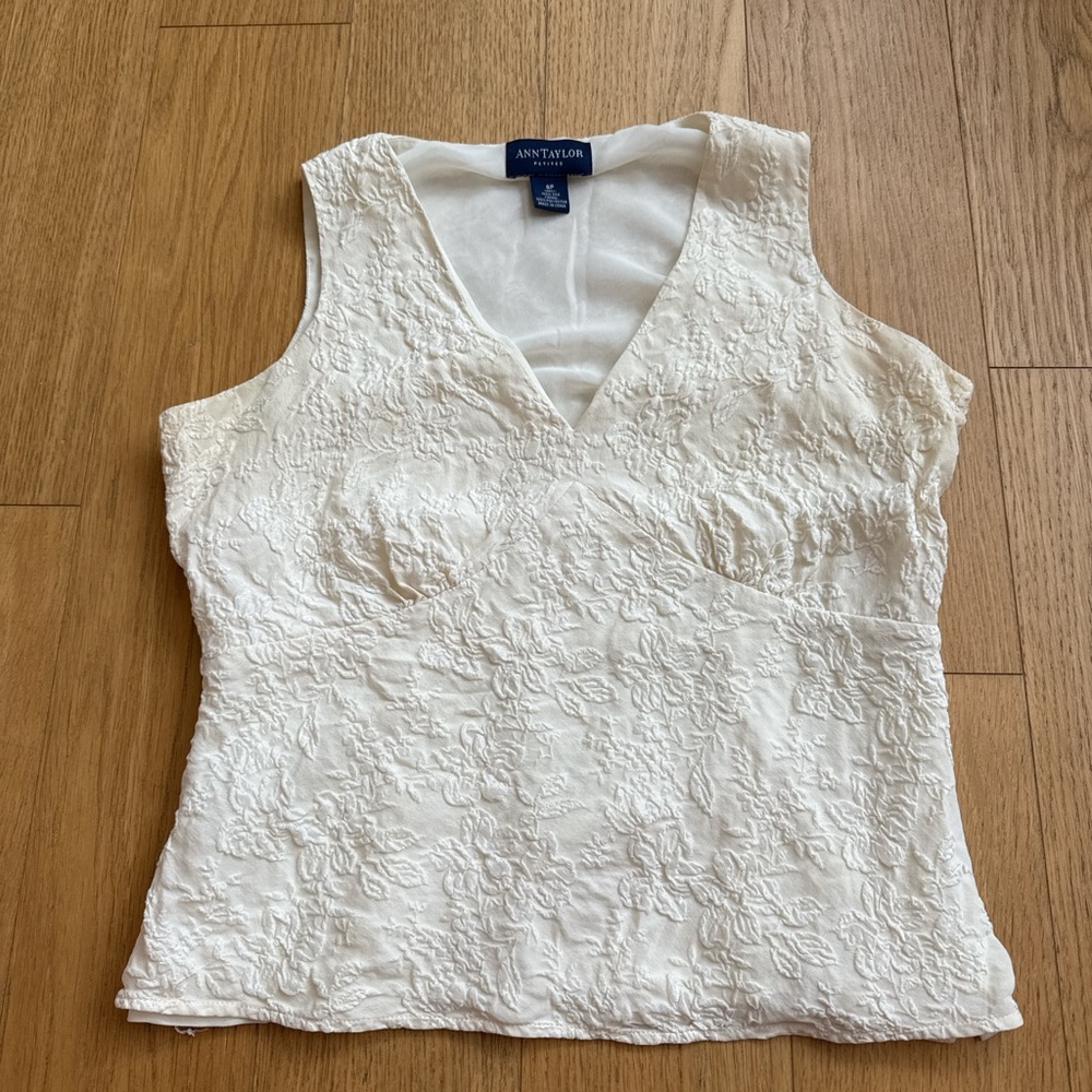 Ann Taylor Ivory Sleeveless Blouse